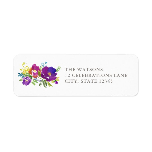 Romantic Violet Floral Address Label (Front)
