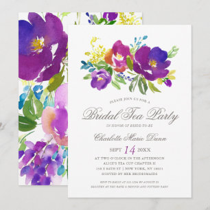 Romantic Violet Floral Bridal Shower Invitation