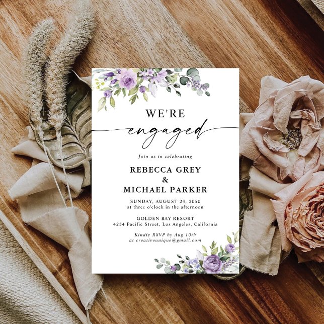 Romantic Violet Flower Engagement Party Invitation (Creator Uploaded)