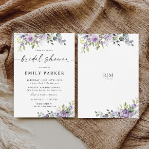 Romantic Violet Flowers Bridal Shower Invitation
