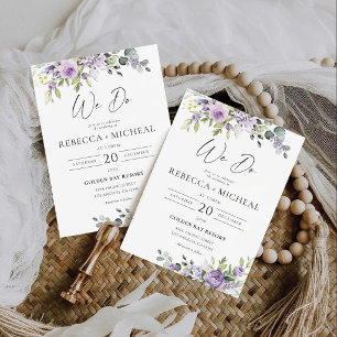 Romantic Violet Flowers Wedding Invitation
