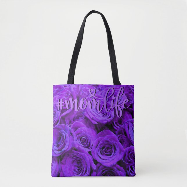 Romantic violet purple roses pretty purple flowers tote bag (Front)