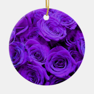 romantic violet purple roses, pretty rose bouquet ceramic tree decoration