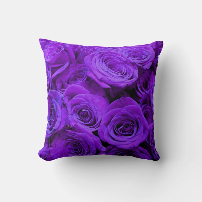 romantic violet purple roses, pretty rose bouquet cushion (Front)