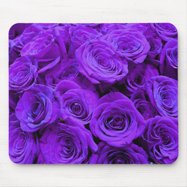 romantic violet purple roses, pretty rose bouquet mouse mat (Front)