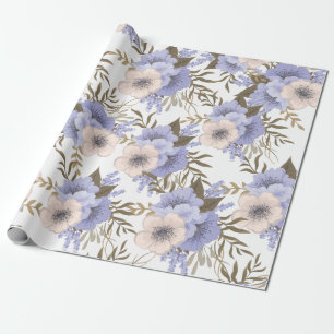 Romantic Violet & Sage Botanical Floral Wrapping Paper