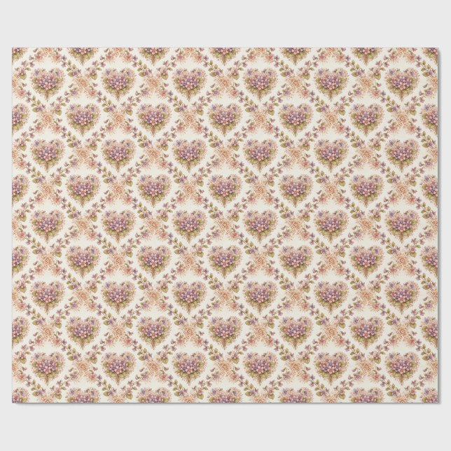 Romantic Violet Watercolor Floral Gift Wrap (Flat)