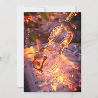 Romantic Violin & Bird Wedding Invitation | Music