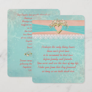 Romantic Vow Renewal Ribbon and Heart Invitation