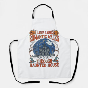 Romantic Walks Through Haunted House Ghost Pumpkin Apron
