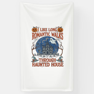 Romantic Walks Through Haunted House Ghost Pumpkin Banner