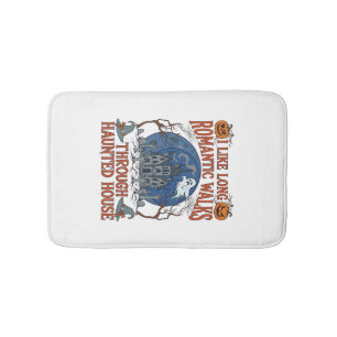 Romantic Walks Through Haunted House Ghost Pumpkin Bath Mat