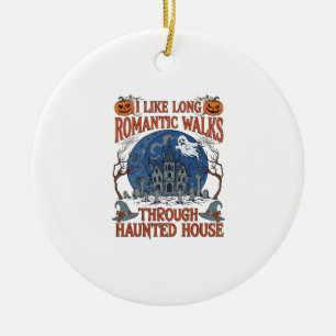 Romantic Walks Through Haunted House Ghost Pumpkin Ceramic Tree Decoration