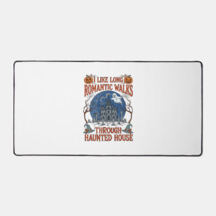 Romantic Walks Through Haunted House Ghost Pumpkin Desk Mat