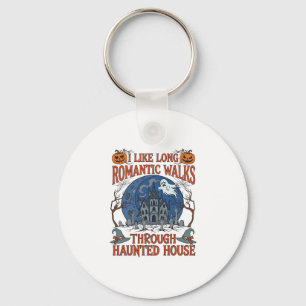 Romantic Walks Through Haunted House Ghost Pumpkin Key Ring