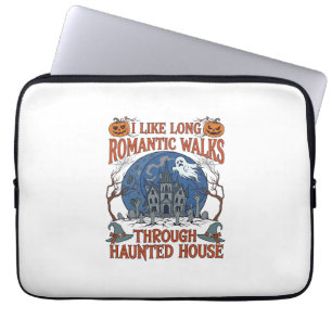 Romantic Walks Through Haunted House Ghost Pumpkin Laptop Sleeve