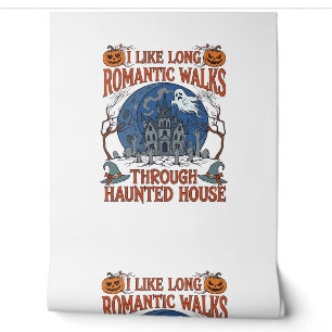 Romantic Walks Through Haunted House Ghost Pumpkin Wallpaper