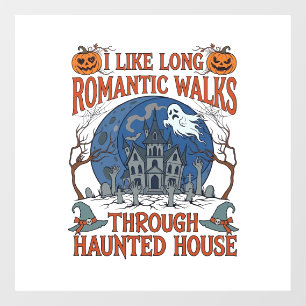 Romantic Walks Through Haunted House Ghost Pumpkin Window Cling