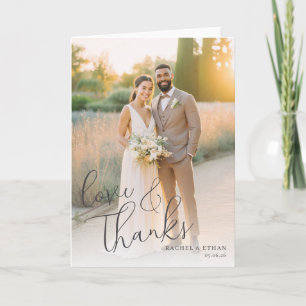 Romantic Warm Beige Photo Thank You Card