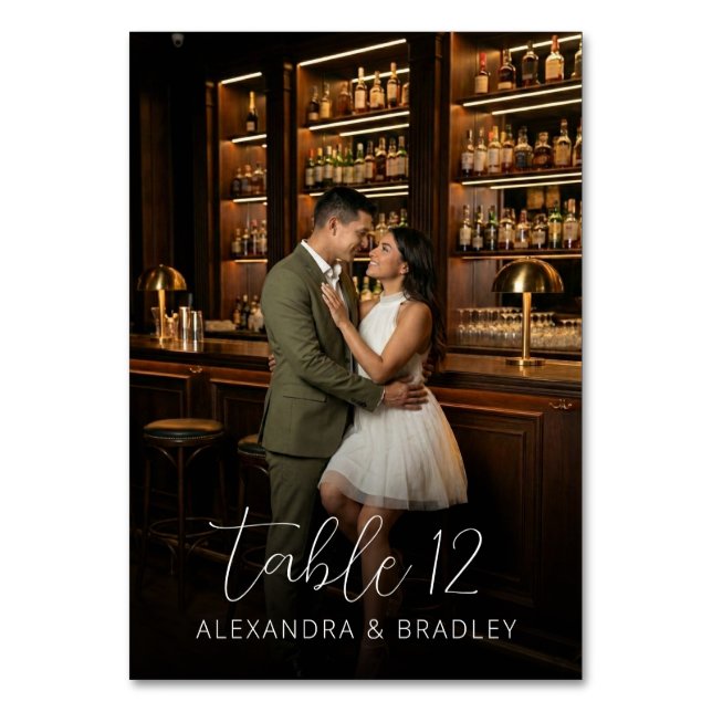 Romantic Warm Brown Photo Table Number (Back)