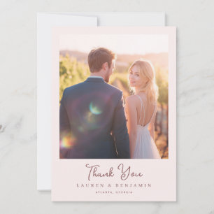 Romantic Warm Minimalist Photo Thank You Card