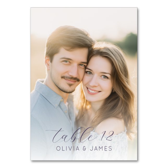 Romantic Warm Photo Table Number (Back)