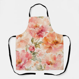 Romantic Warm Summer Watercolor Blossoms Apron