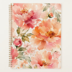 Romantic Warm Summer Watercolor Blossoms Planner