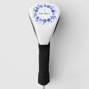 Romantic watercolor blue flowers  Summer   Golf Head Cover