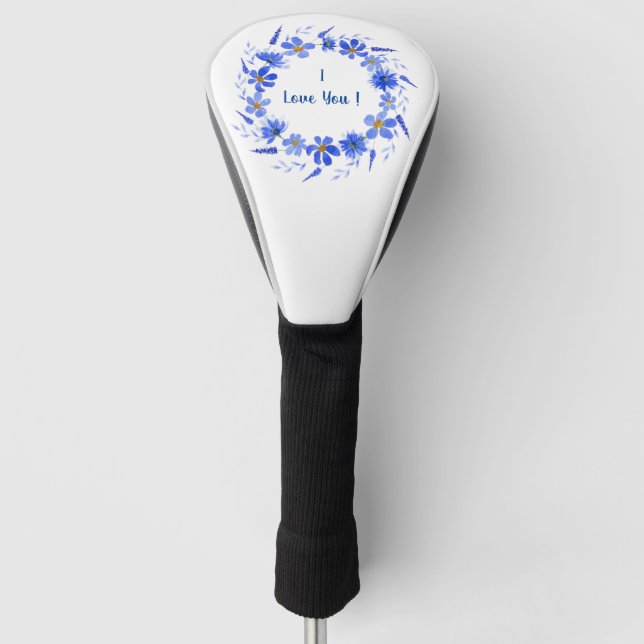 Romantic watercolor blue flowers  Summer   Golf Head Cover (Front)