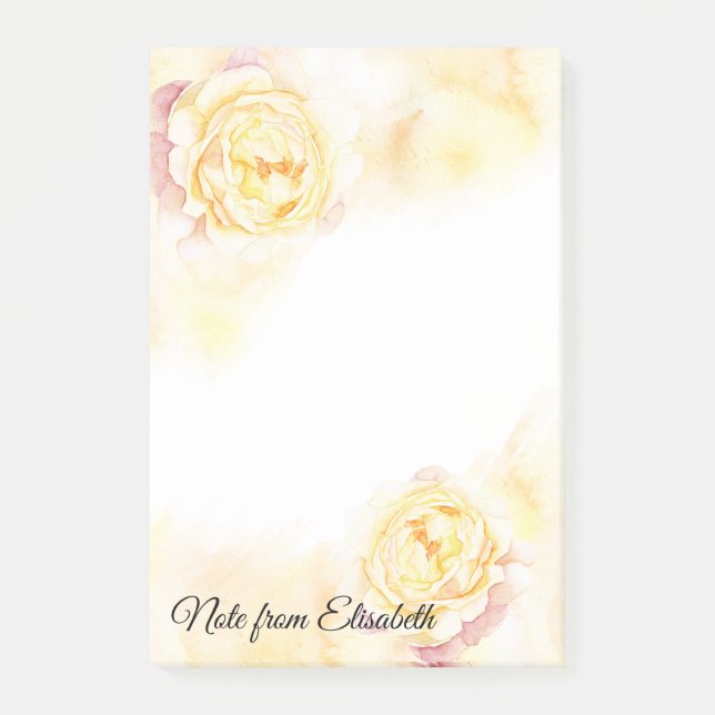 Romantic watercolor boho peony personalise post-it notes (Front)