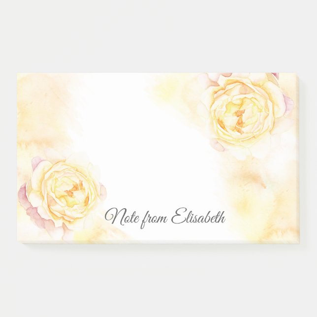 Romantic watercolor boho peony personalised post-it notes (Front)