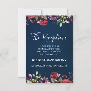 Romantic Watercolor Burgundy Red Bavy Rose Floral Invitation