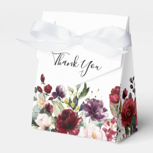 Romantic Watercolor Burgundy Red Blush Rose Floral Favour Box