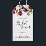 Romantic Watercolor Burgundy Red Blush Rose Floral Gift Tags<br><div class="desc">Elegant and modern romantic watercolor floral Bridal shower gift tag features a bouquet of burgundy / marsala , blush pink, Purple, peach watercolor roses with matching foliage. Perfect for a fall / midsummer wedding. Please find more matching designs and variations from my "blissweddingpaperie" store. And feel free to contact me...</div>