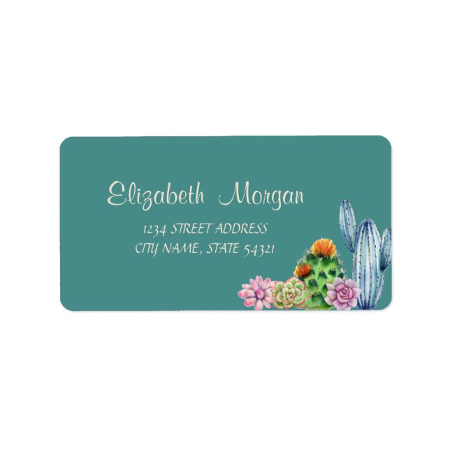 Romantic,Watercolor Cactus Address Label (Front)