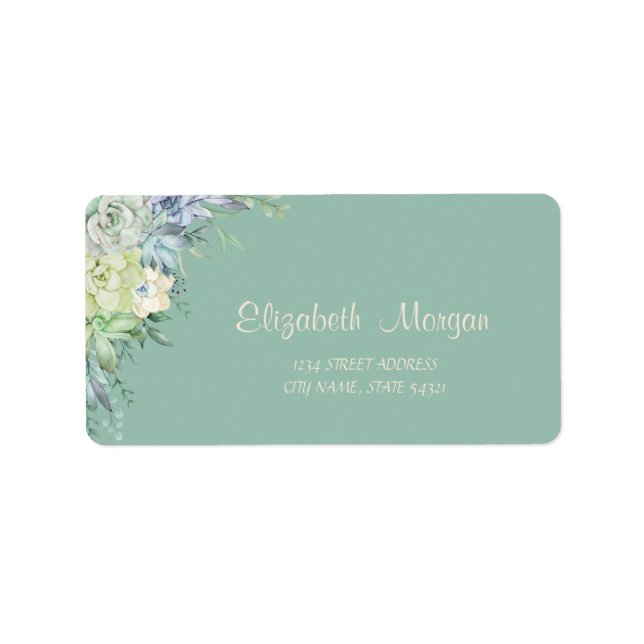 Romantic,Watercolor Cactus Succulents Label (Front)
