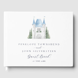 Romantic Watercolor Castle Illustration Wedding Guest Book