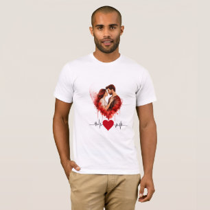 Romantic Watercolor Couple Heartbeat Custom shirt