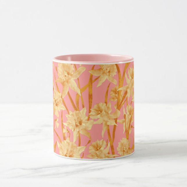 Romantic Watercolor Daffodil  Mug (Center)