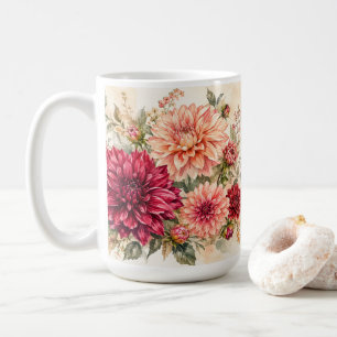 Romantic Watercolor Dahlia Garden Coffee Mug