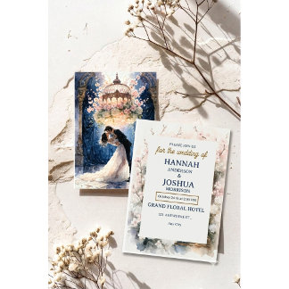 Romantic Watercolor Fairytale Floral Wedding  Invitation