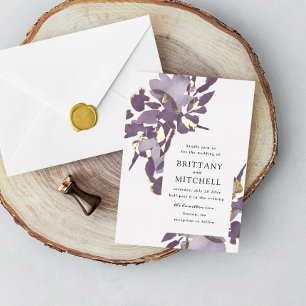 Romantic Watercolor Floral Amethyst Gold