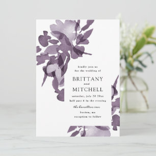 Romantic Watercolor Floral Amethyst Wedding Invitation