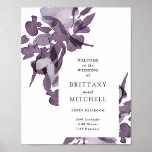 Romantic Watercolor Floral Amethyst Wedding Poster