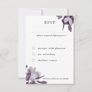 Romantic Watercolor Floral Amethyst Wedding RSVP Card