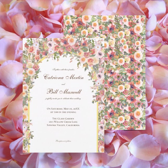 Romantic Watercolor Floral Arch Wedding Invitation (Creator Uploaded)