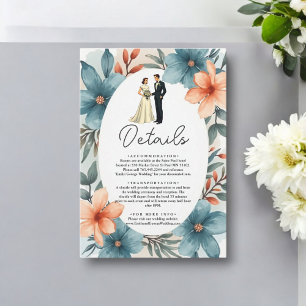 Romantic Watercolor Floral Bride And Groom Wedding Enclosure Card