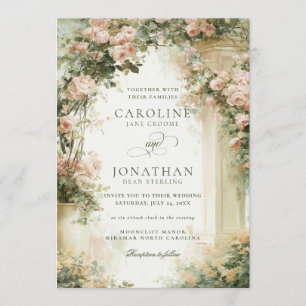 Romantic Watercolor Floral Estate Regency Inspired Invitation