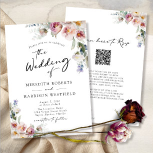 Romantic Watercolor Floral Eucalyptus Wedding Invitation